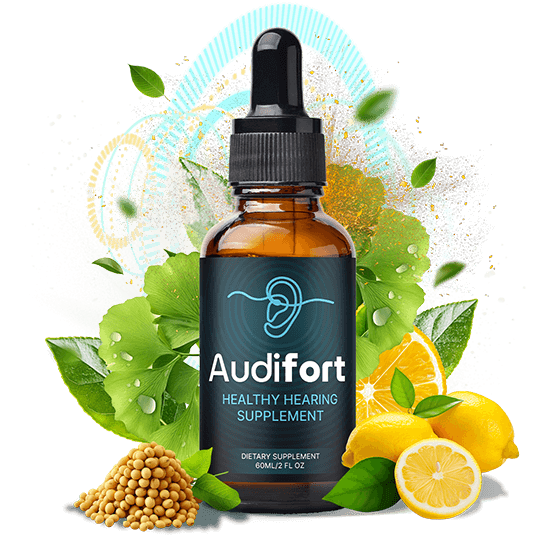 Audifort liquid hearing support supplement bottle with dropper