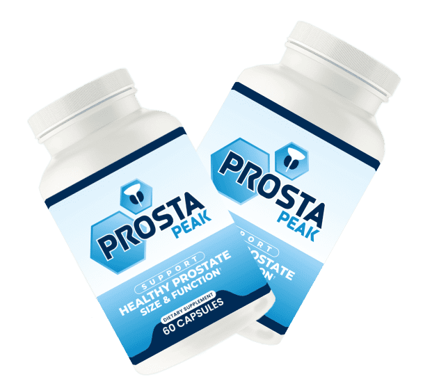 Two bottles of Prosta Peak prostate support dietary supplement, 60 capsules each